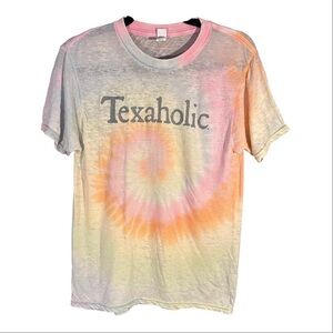 Texaholic Pastel Tie-Dye Texas T-Shirt Hippie Size M